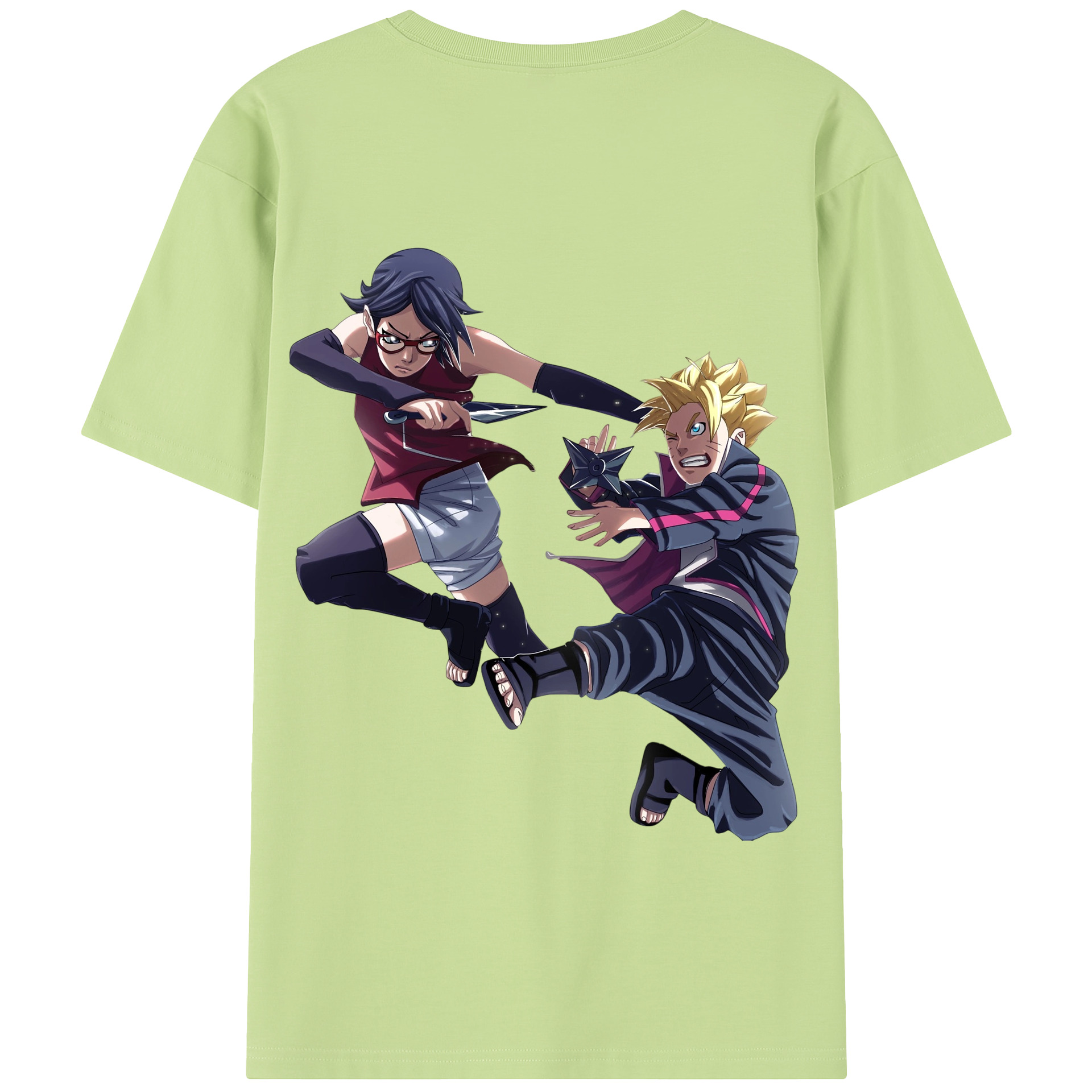 （画像用） NARUTO -ナルト- うちは サラダ Uchiha Sarada 綿100％半袖Tシャツ（背面プリント）